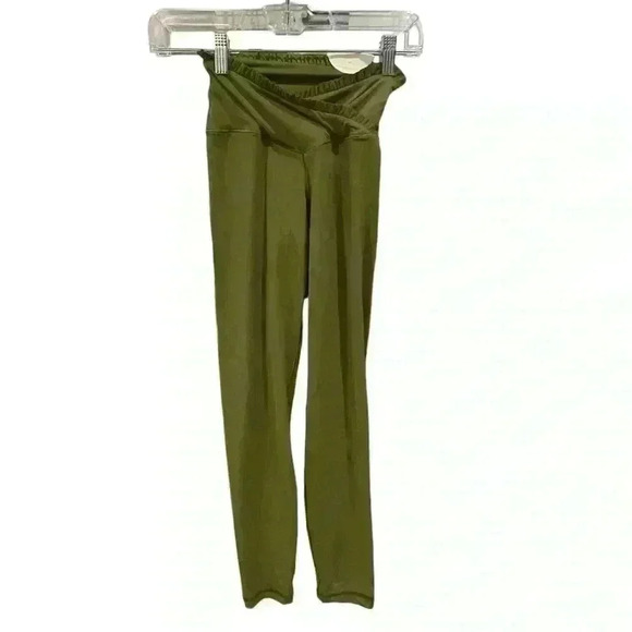 Aerie Offline Real Me 7/8 Leggings Green Size Small NWT Criss Cross Waist - Picture 1 of 4